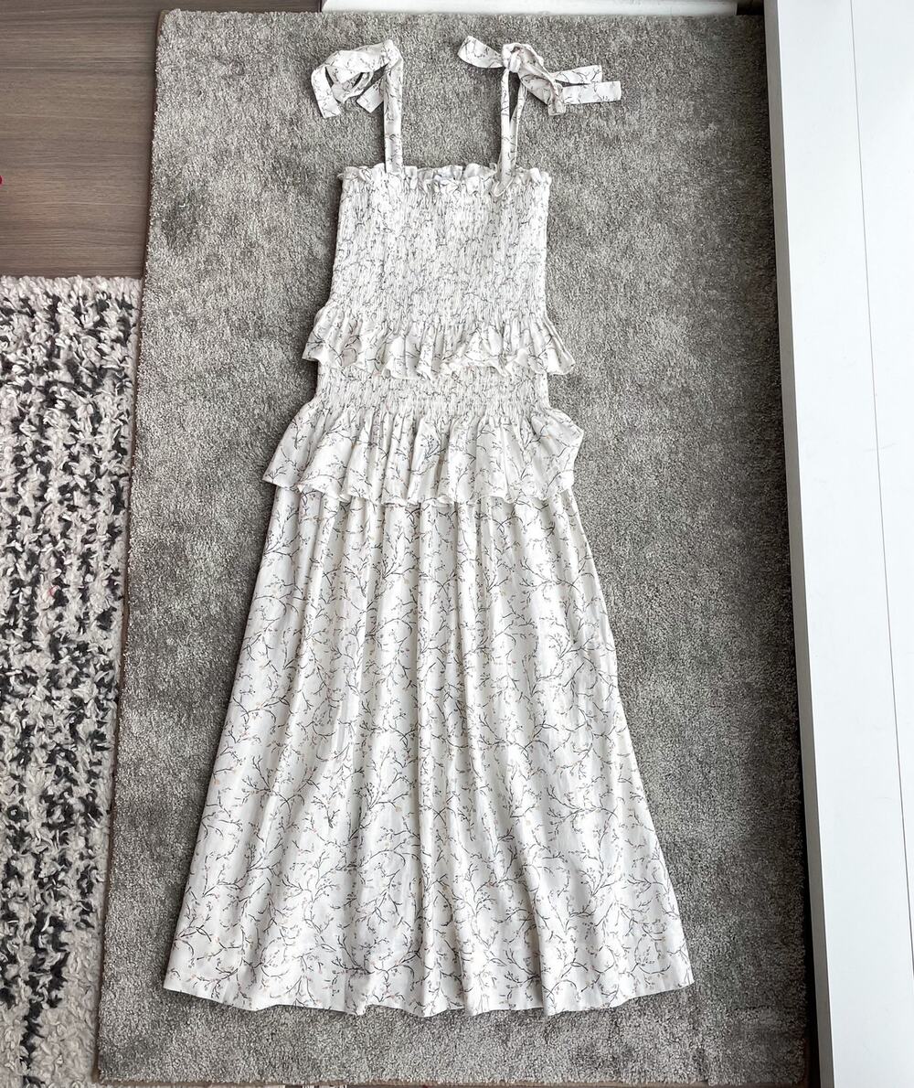 NWOT House Of Harlow Tiered Maxi Dress Size XS Smocked Ruffle Linen White
